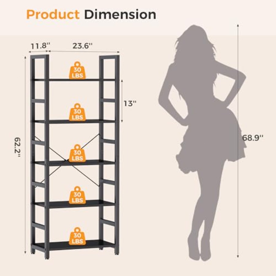 Estante de Livros de 5 Níveis, - Bookshelf avaliação e preço